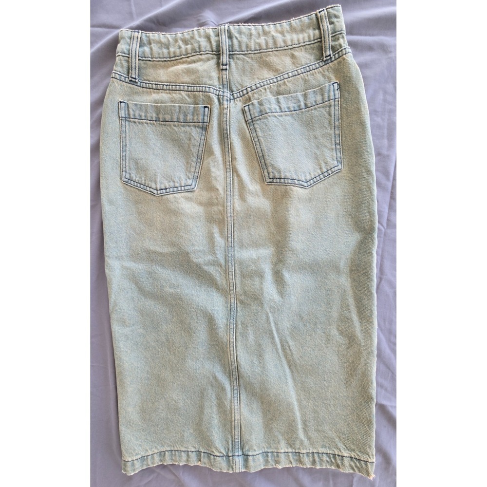 Plenty Jeans Midi Skirt Open Up Front W Sz 27 Y2K Grunge Preppy Bohemiem - Picture 2 of 14